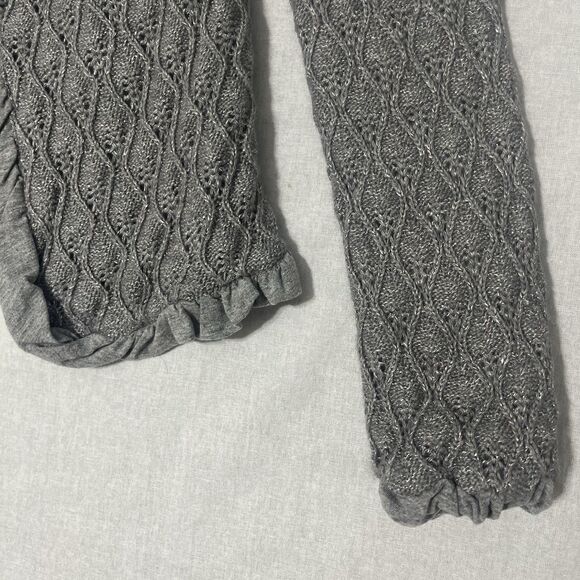 MANOUSH Angora Blend Small Ruffle Trim Cardigan Sweater Metallic Shimmer Event - Picture 4 of 7